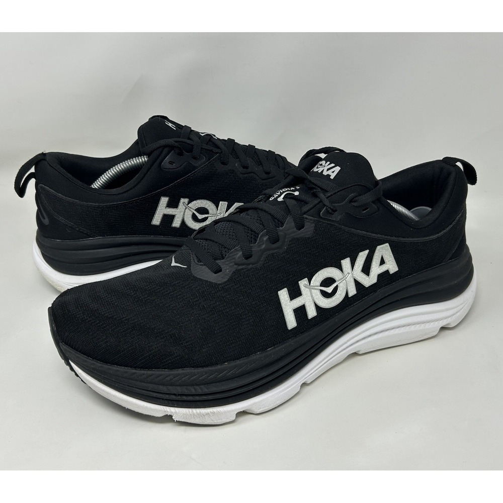 Hoka One One Gaviota 5 Shoes Mens 12D Black White Max Cushion Running Sneakers